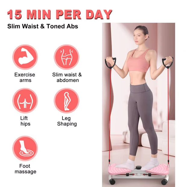 CoreGlide™ 300 – Waist Twist Board with Resistance Bands for Full-Body Sculpting