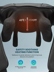 Black Shiatsu Neck Back Kneading Massage, Deep Tissue Relief, Portable and Lightweight