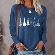 Christmas Shirts For Women, Cute Christmas Tree Graphic Long Sleeve T-Shirt, Funny Holiday Xmas Top For Party, Family Matching PJ Outfit