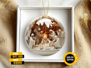 Nativity Christmas Ceramic Ornament, Christian Christmas Keepsake, the Greatest Gift of All Ornament