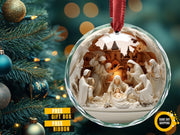 Nativity Christmas Ceramic Ornament, Christian Christmas Keepsake, the Greatest Gift of All Ornament